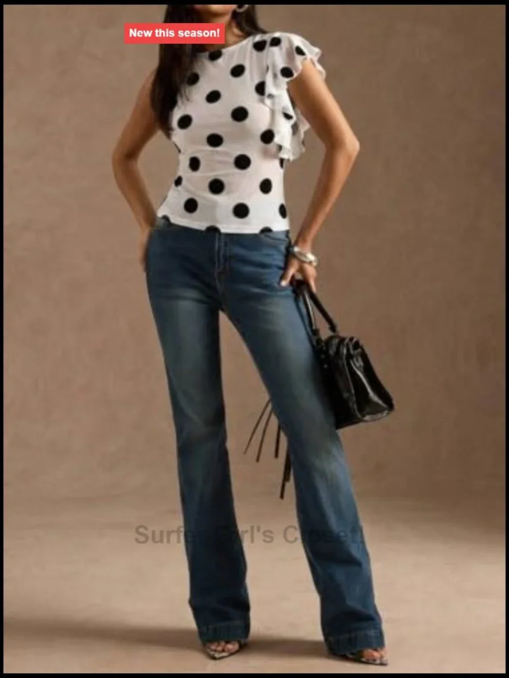 Women's Polka Dots Sheer Mesh Tank Top Ruffle Trim See Through Going Out Top